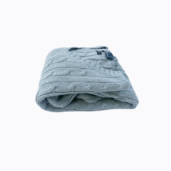 Vintage Polo Ralph Lauren Cable-Knit Sweater XL V-Neck Chambray Blue Y2K Preppy - Picture 4 of 7